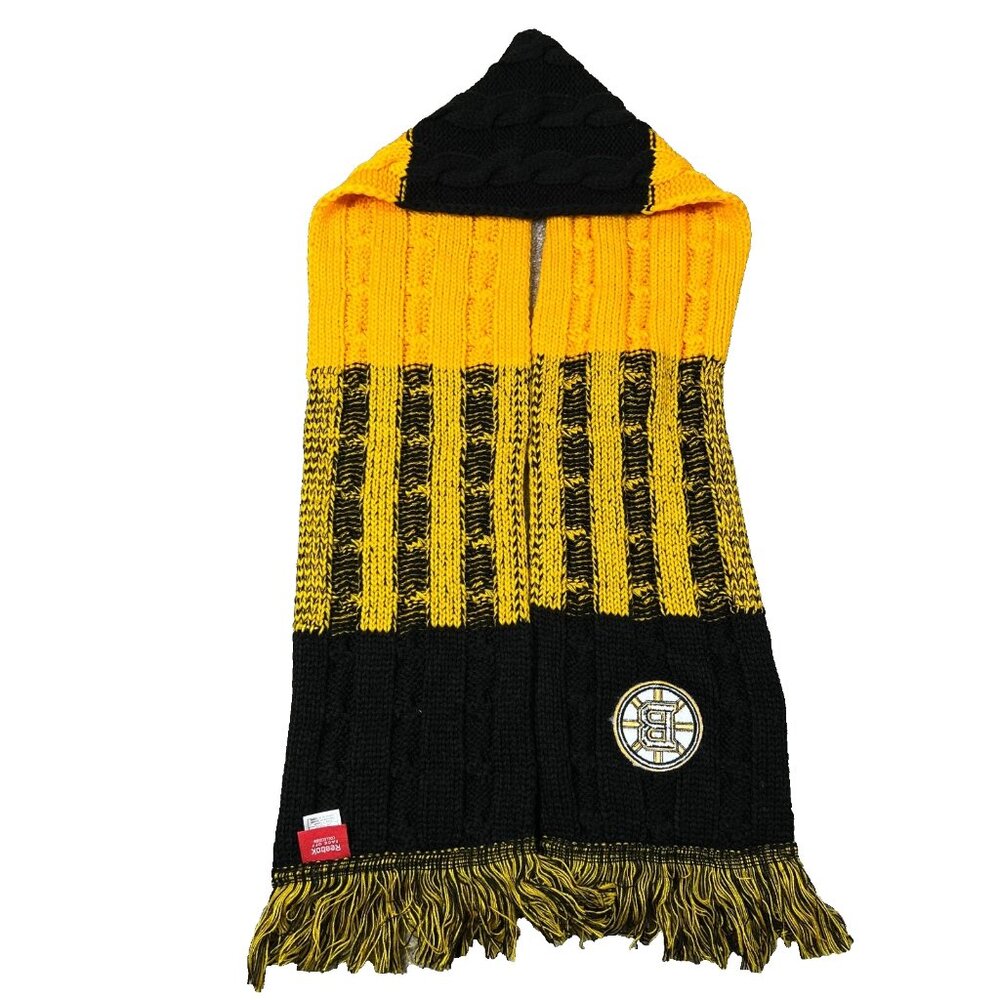 Reebok Unisex One Size Black Yellow Fringe NHL Boston Bruins Hockey Scarf NWT